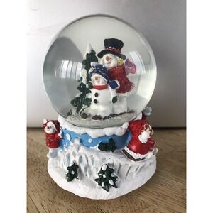 Trimmery Musical SNOW GLOBE "Joy to the World" Snowmen on Skis